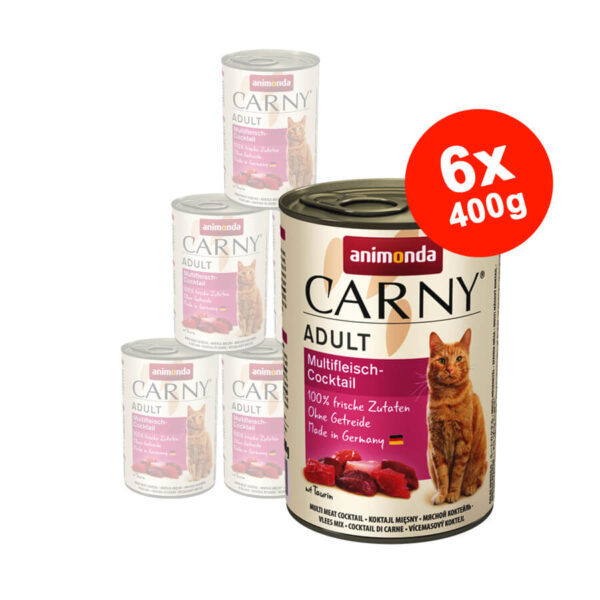 Mancare umeda pentru pisici Carny Adult Vita + Curcan + Creveti 6x400g Anima Land