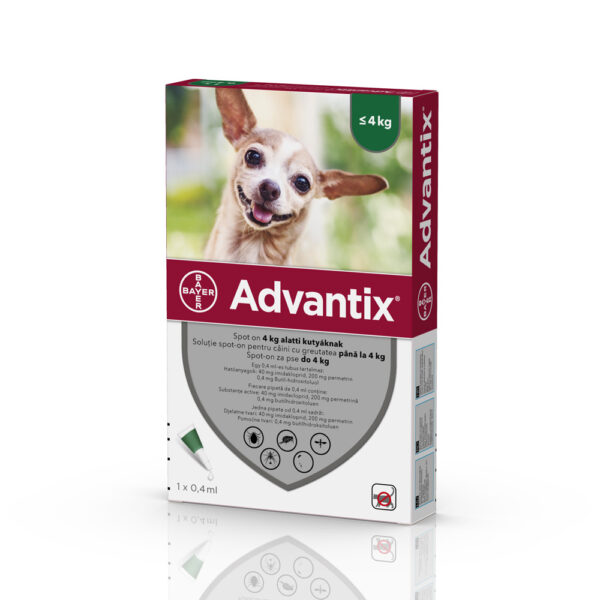 Set 4 pipete antiparazitare Advantix, pentru câini până la 4kg Anima Land